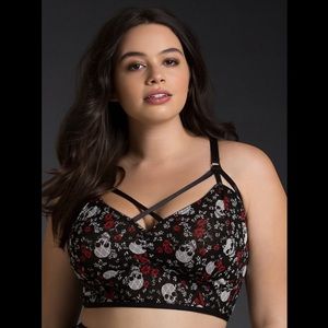 Torrid skull floral strappy mesh bralette